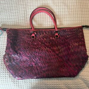 Gabs Italian leather Woven Tote Bag in Deep Pink